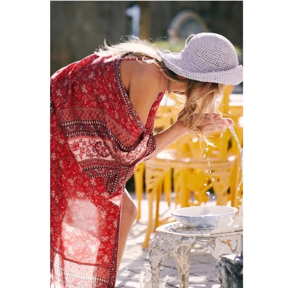 Boho Floral Print Cut out Sleeve Kimono Cover up - Picture 4 of 10